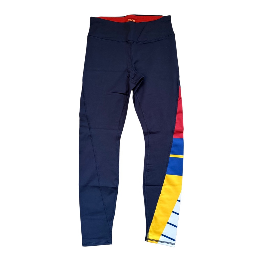 Polo Ralph Lauren Navy Blue Leggings with Red, White, Yellow and Blue Accents